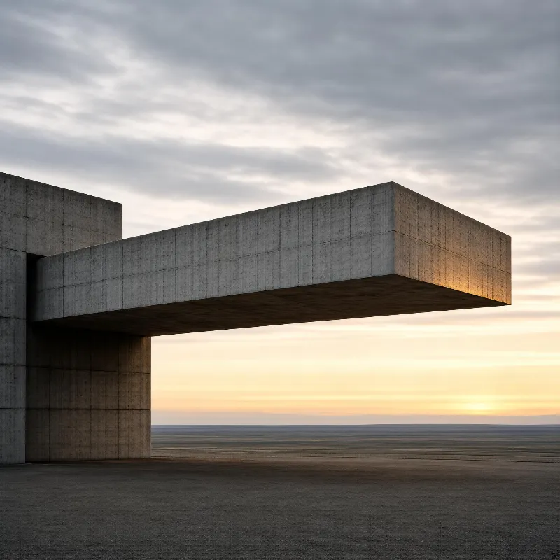 Brutalist Cantilever at Sunset