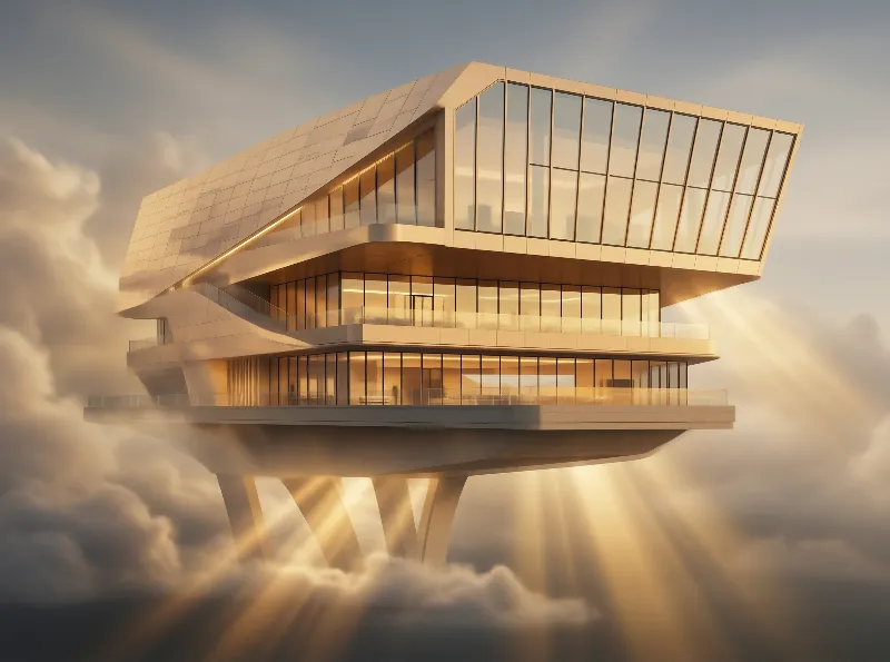 Floating Glass Villa Above the Clouds