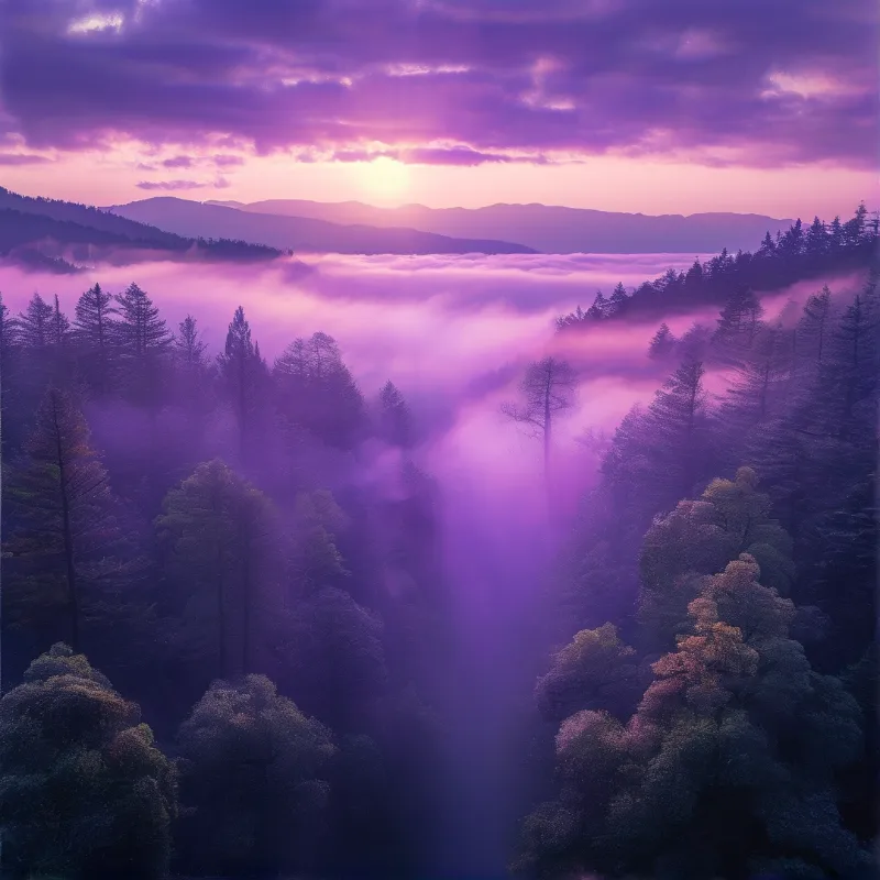 Purple Misty Mountain Dawn