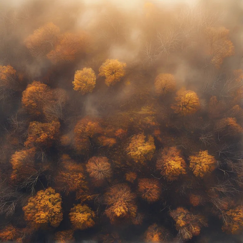 Foggy Autumn Forest View