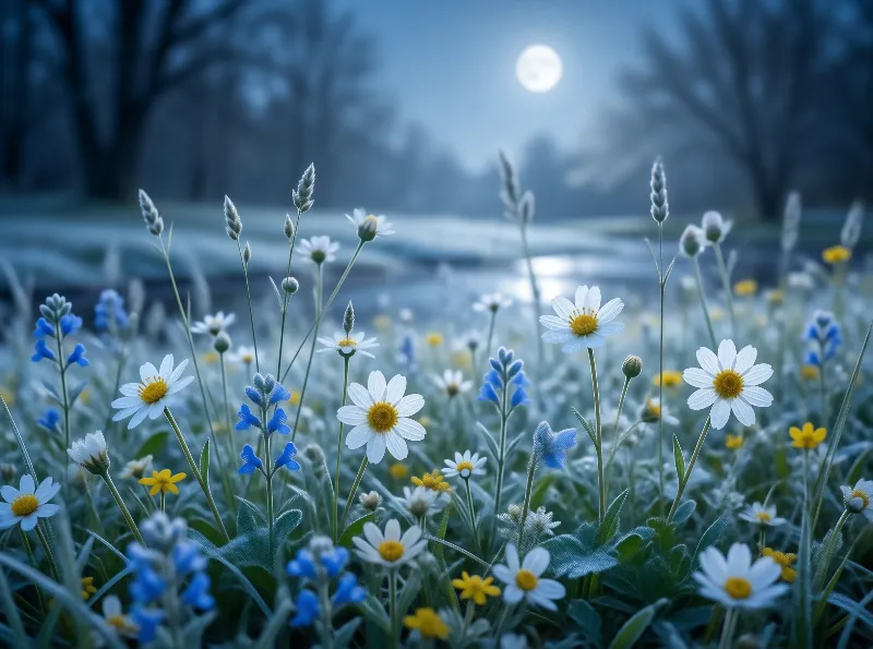 Moonlit Field of Flowers