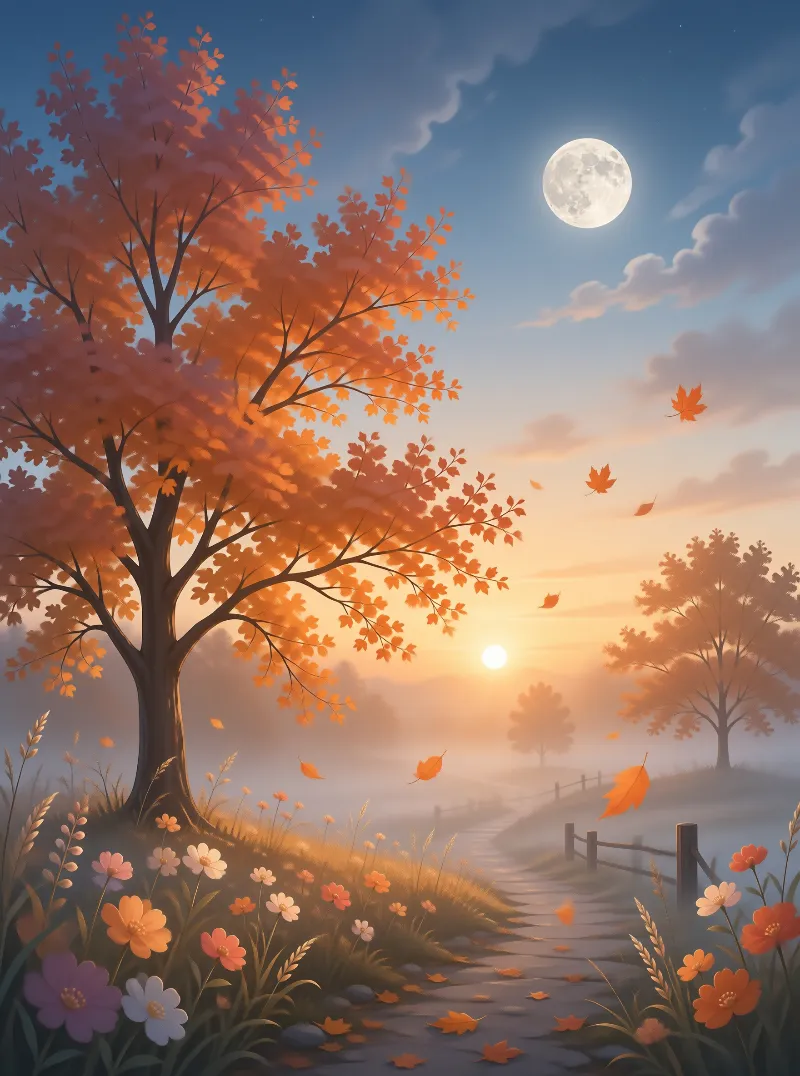 Autumn Moonlit Path