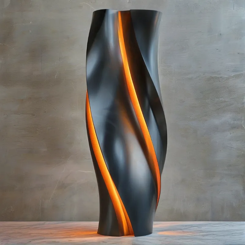Twisted Vase with Orange Glow
