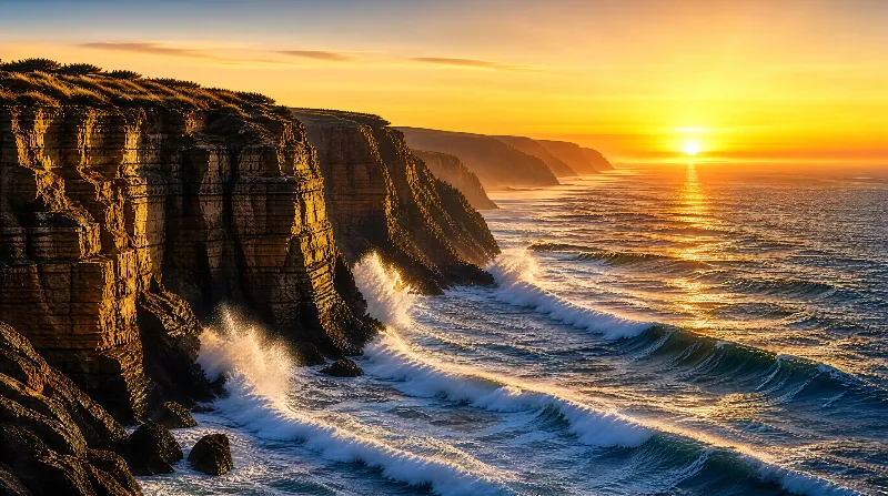 Sunset Over Coastal Cliffs