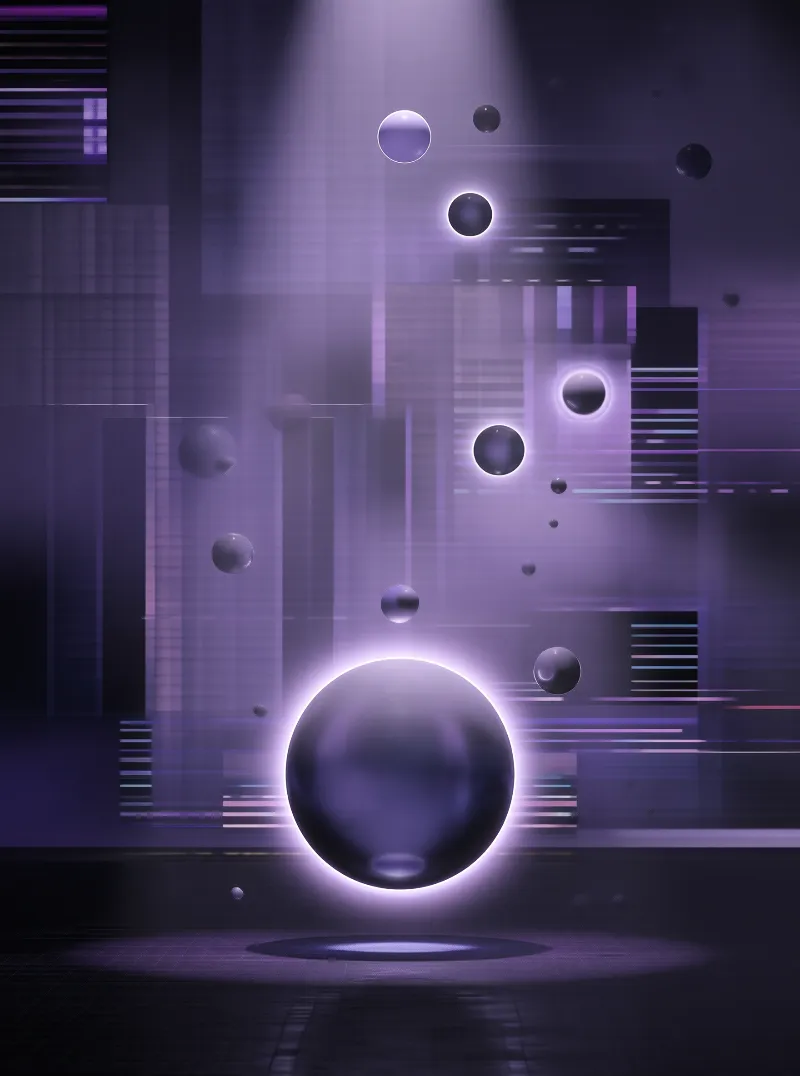 Glass Orbs — Neon Vaporwave Study