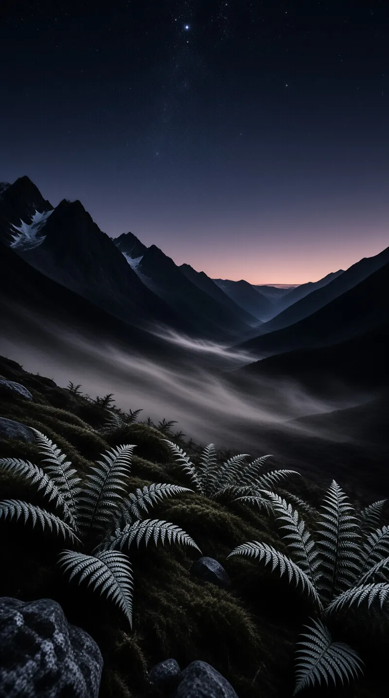 Mountain Valley at Night