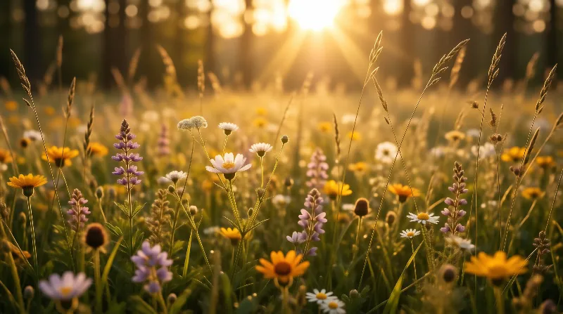 Sunlit Wildflower Meadow