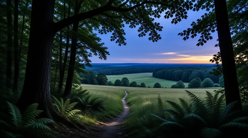 Forest Path to Sunset Field