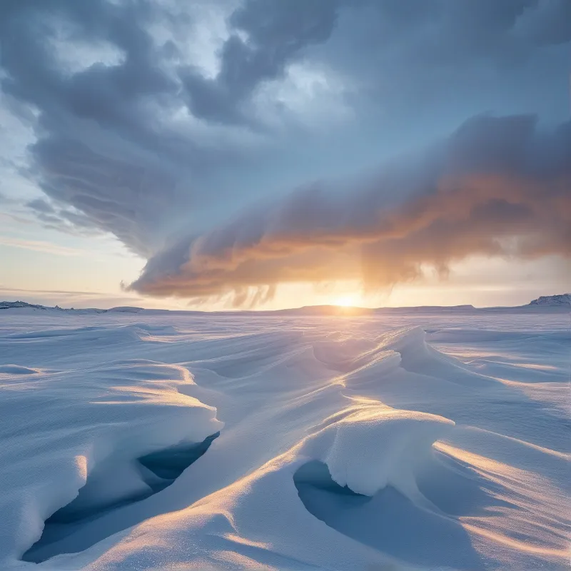 Snowy Landscape at Sunset