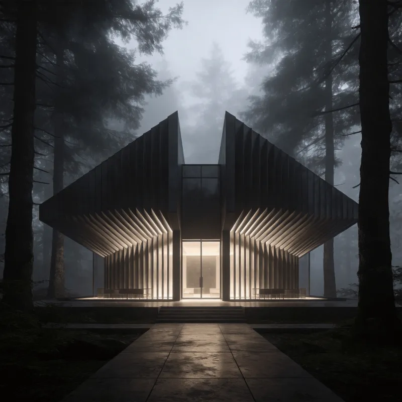 Pavilion with Parametric Facade — Misty Forest