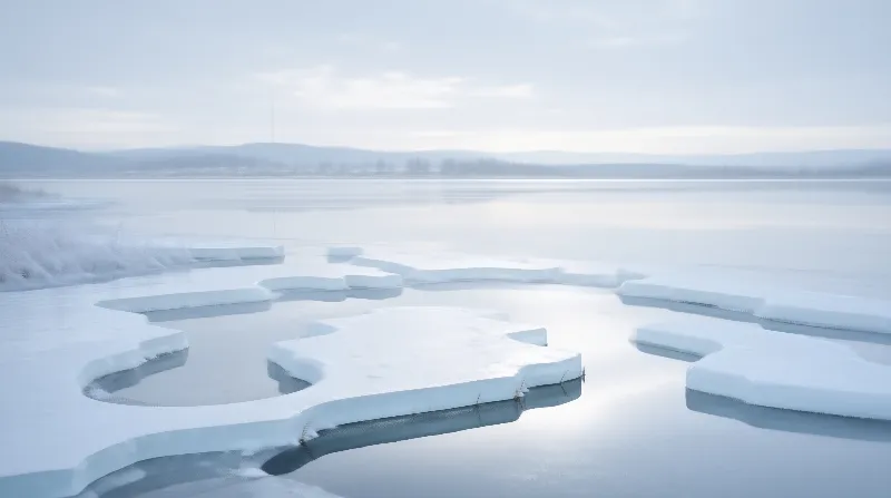 Winter Ice Floes on River