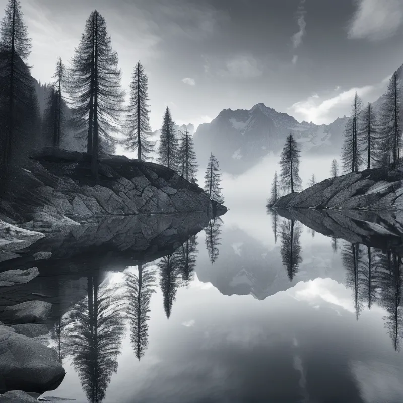 Misty Forest Reflection