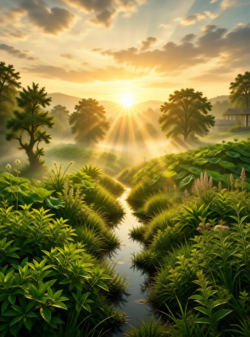 Sunlit Wetland Sunrise