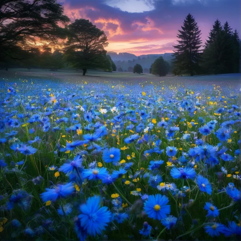Sunset Flower Field