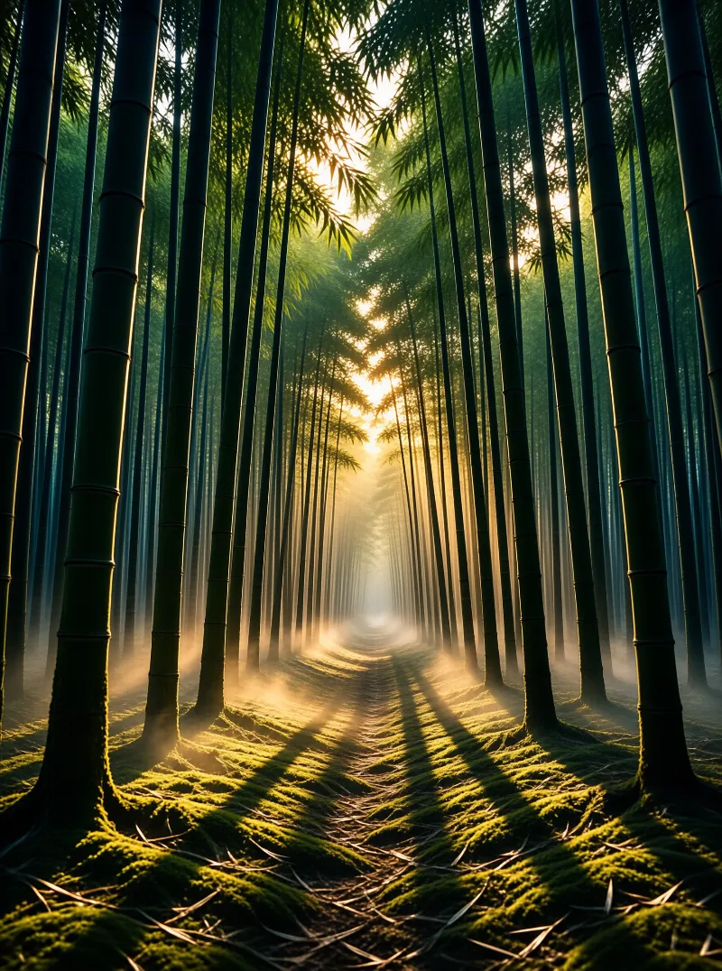 Sunlit Bamboo Grove Trail