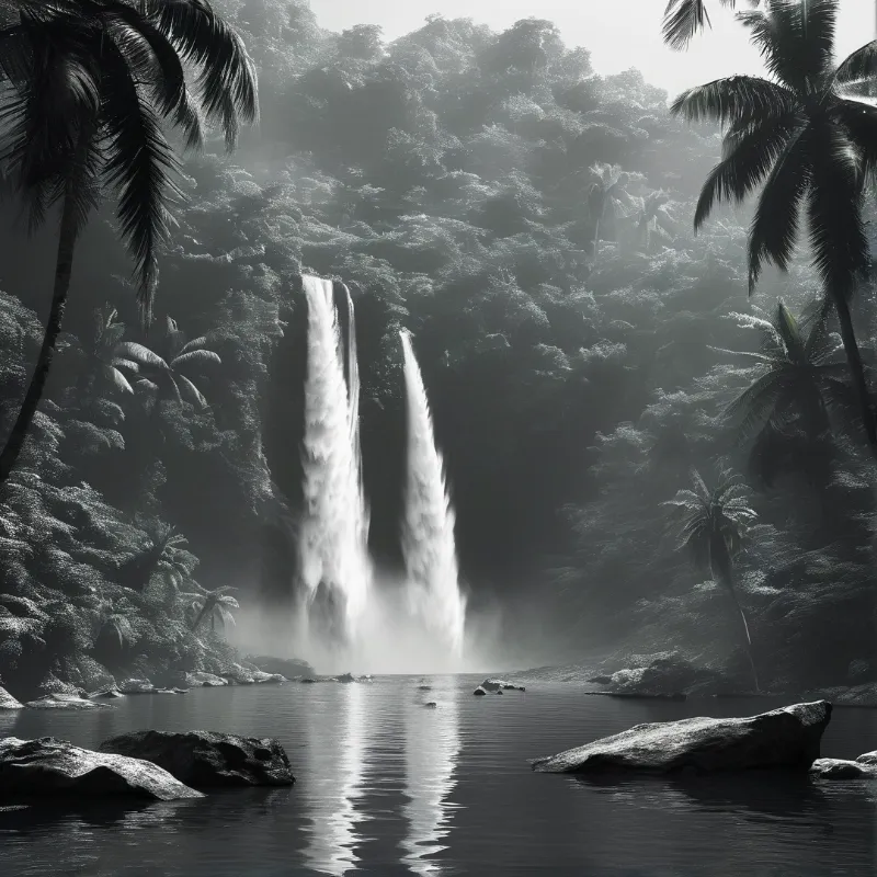 Tropical Double Waterfall