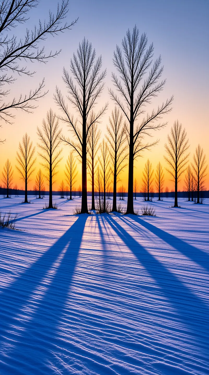 Winter Sunset Snow Scene