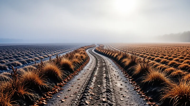 Misty Country Field Road