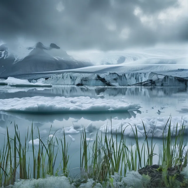 Glacial Landscape with Reeds