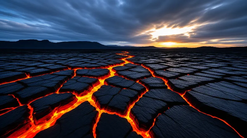 Volcanic Landscape at Sunset