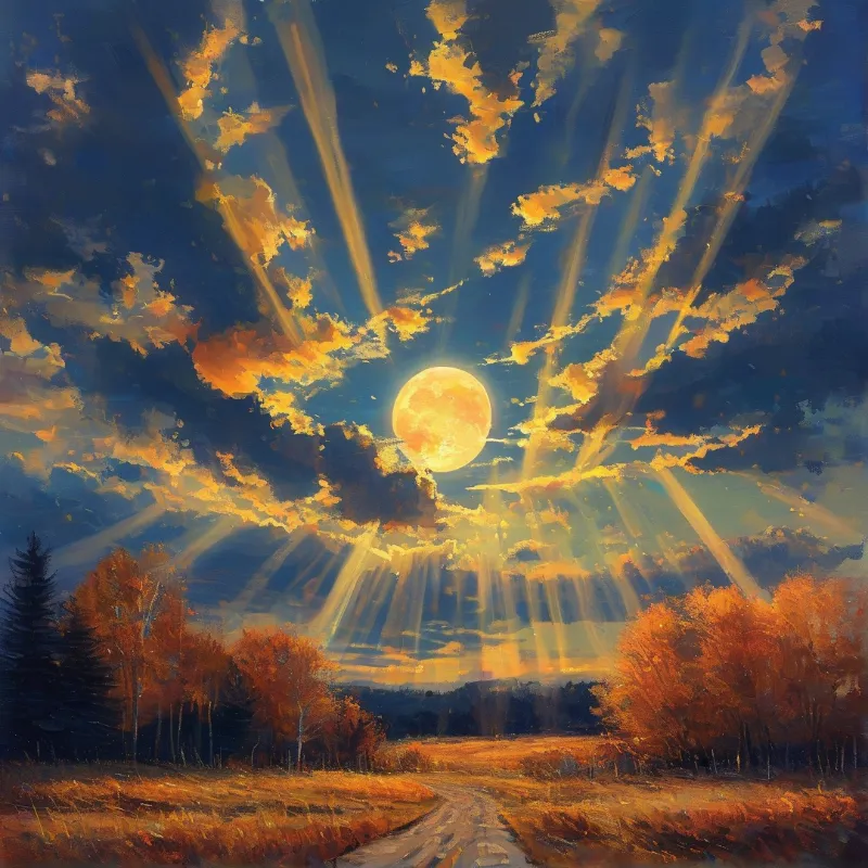 Moonlight Over Autumn Path
