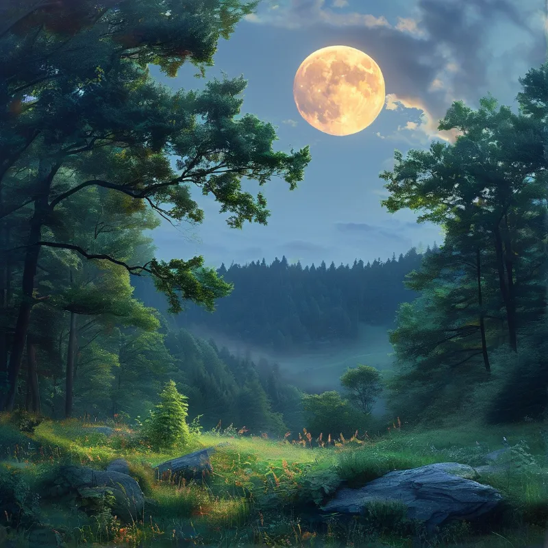 Moonlit Forest Valley