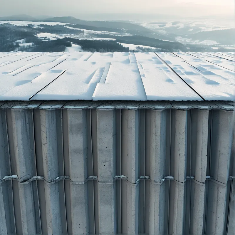 Snowy Structure Overlooking Valley