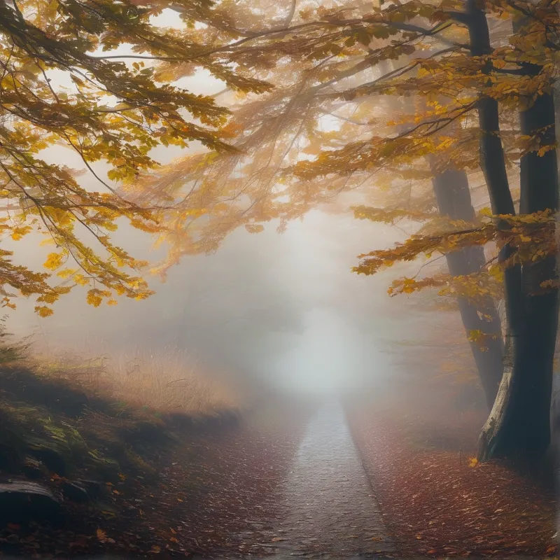 Misty Autumn Forest Path