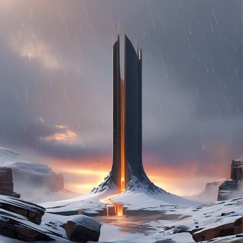 Glowing Monolith in Snow
