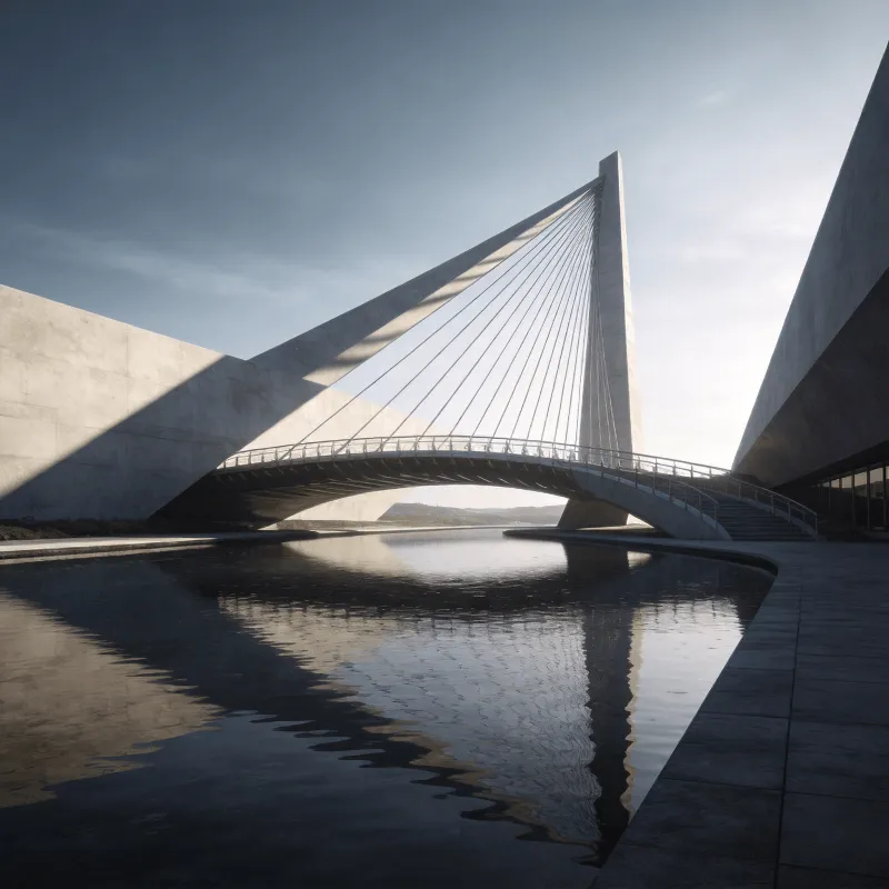 Bridge with Tensile Structure — Reflecting Pool