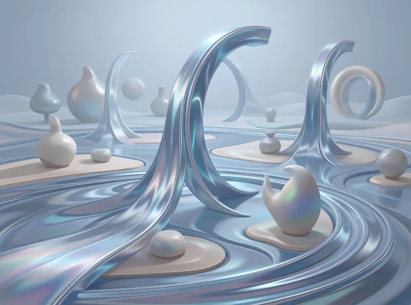 Abstract Blue Fluid Landscape