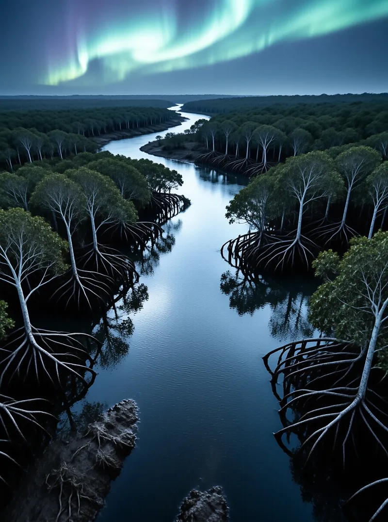 Aurora over Mangrove River
