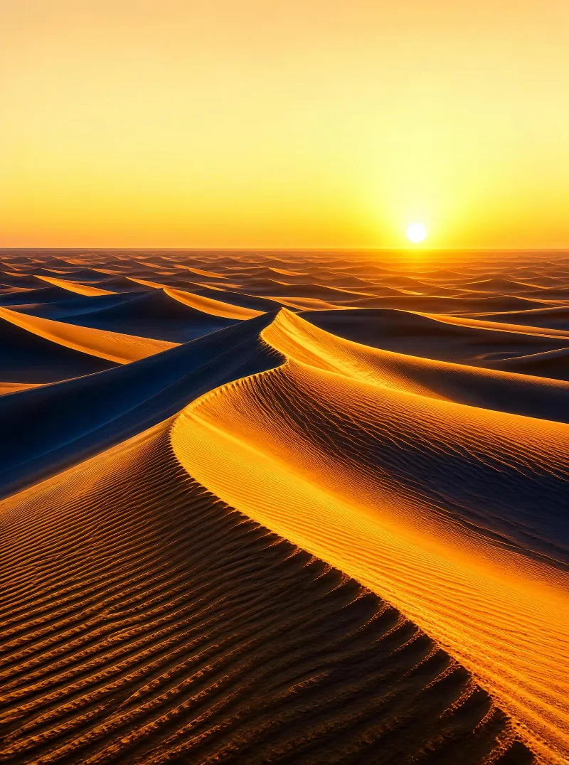 Sunset Over Desert Dunes