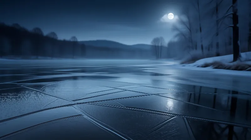 Moonlit Frozen Lake
