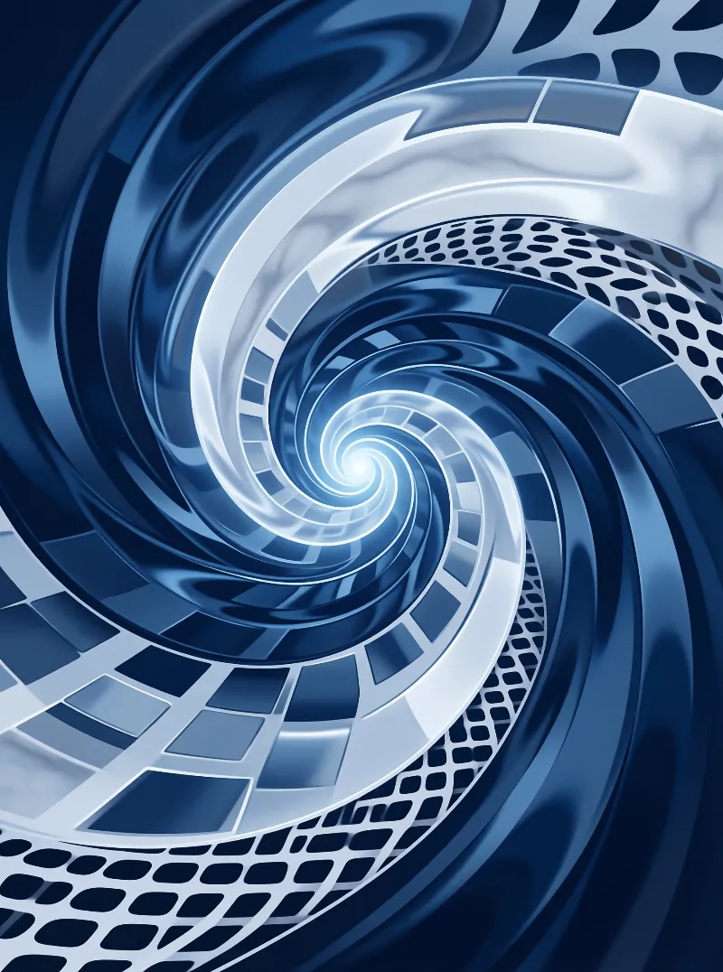 Abstract Blue Spiral Tunnel