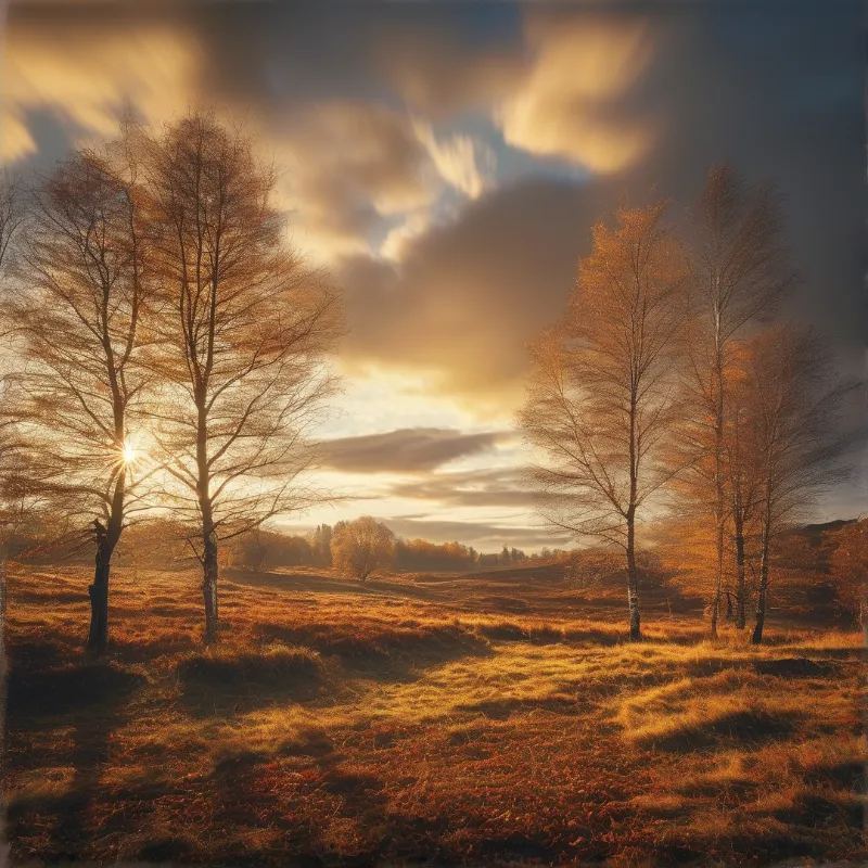 Golden Sunset Over Field