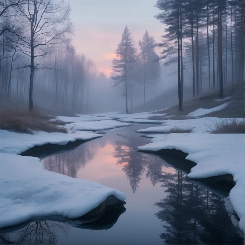 Misty Winter River