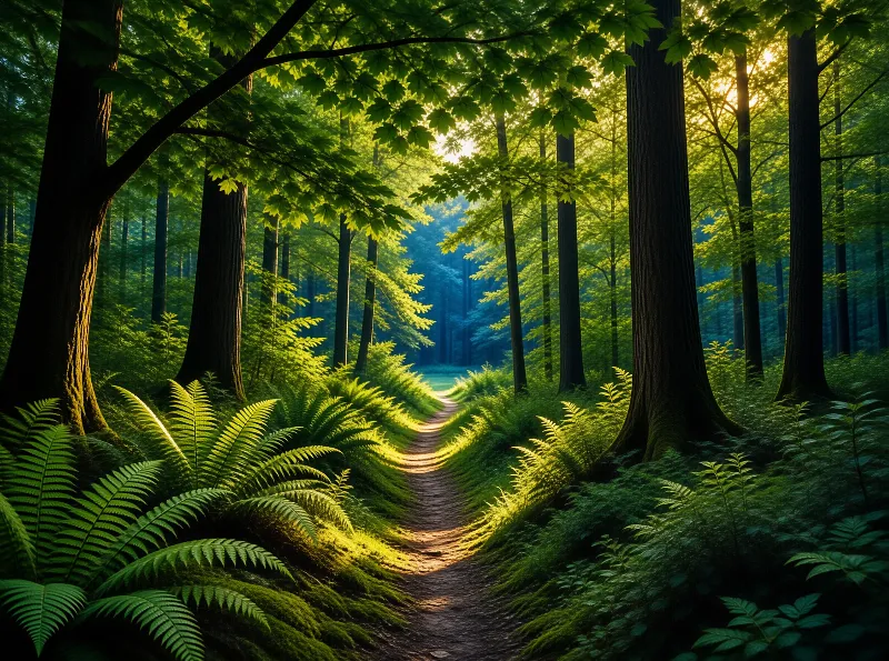 Sunlit Forest Trail