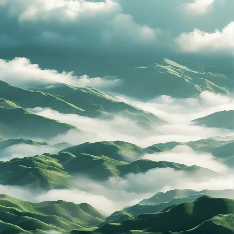 Misty Green Mountain Ranges