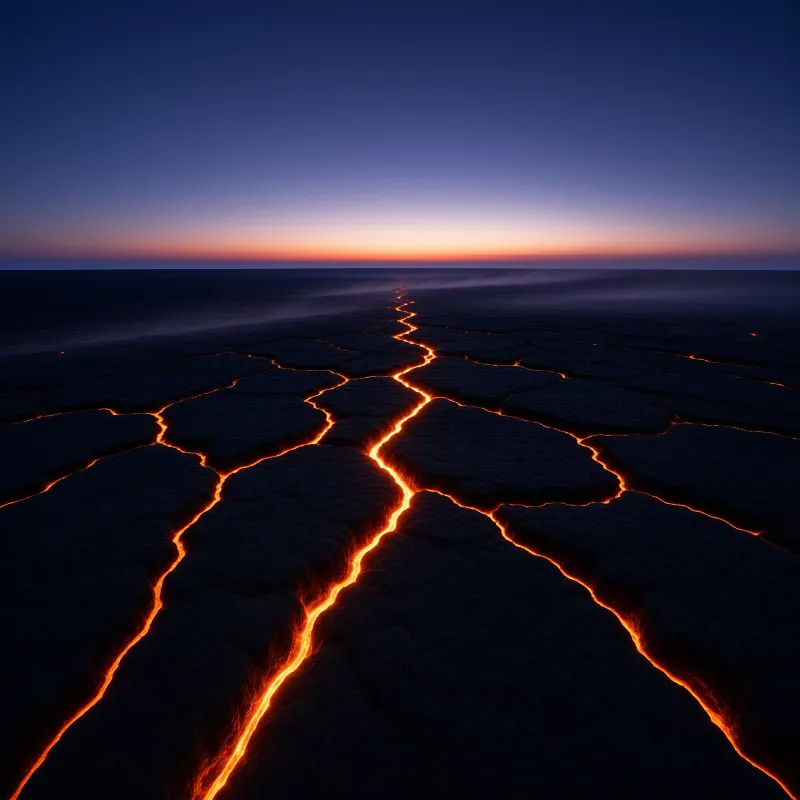 Volcanic Landscape at Dusk