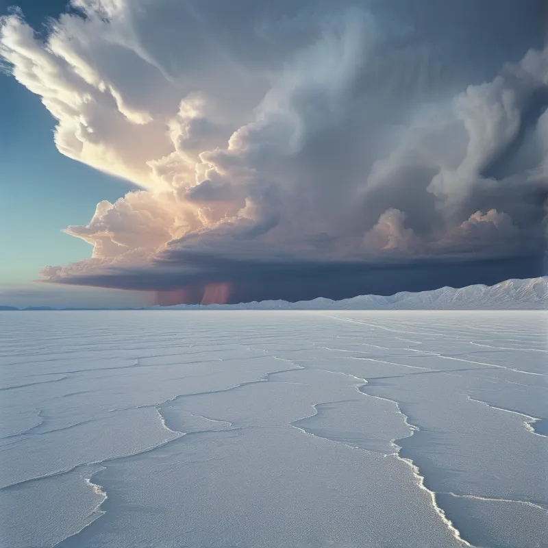Frozen Expanse Under Dramatic Sky