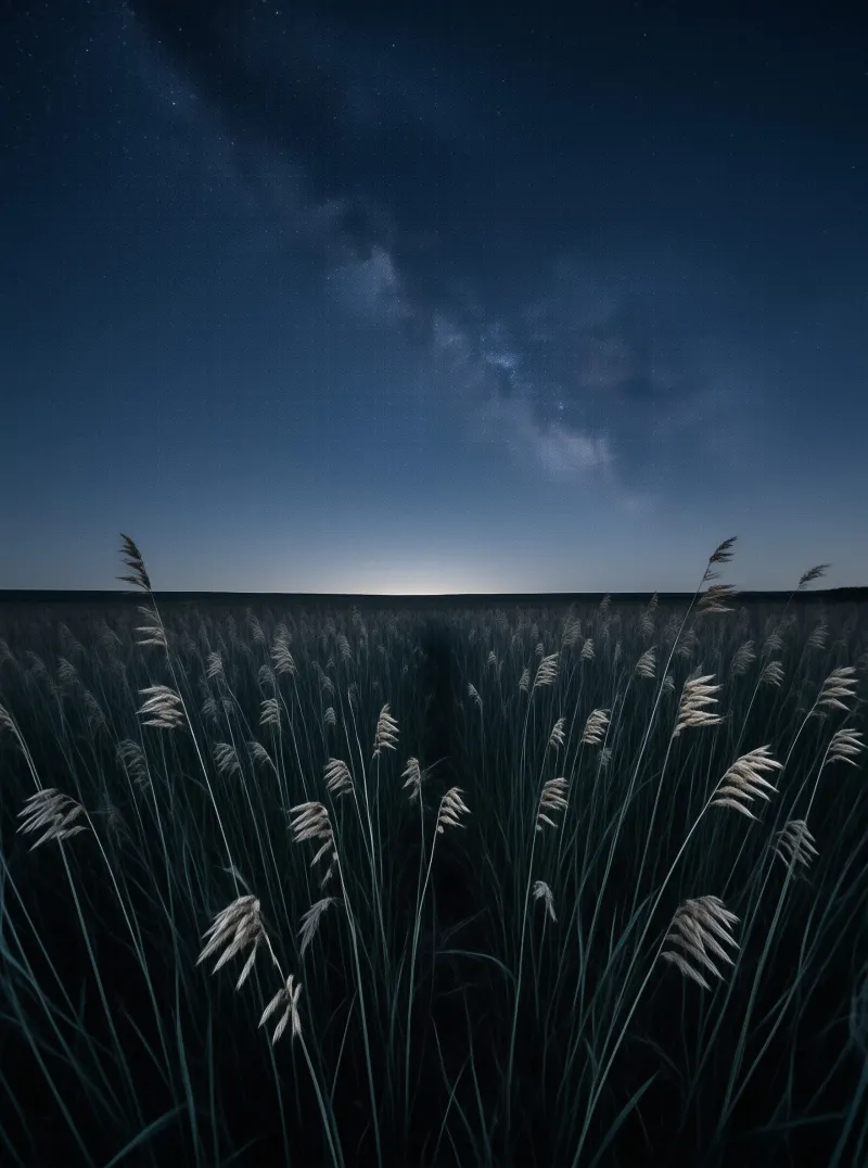 Milky Way over Grassland