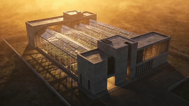 Greenhouse in Golden Sunset