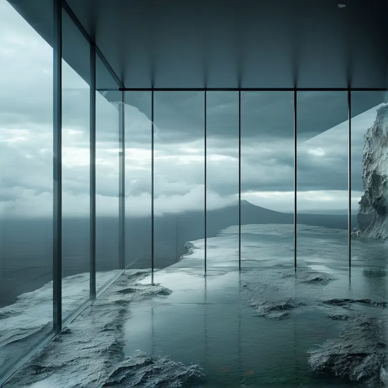 Glass Wall Frozen Landscape