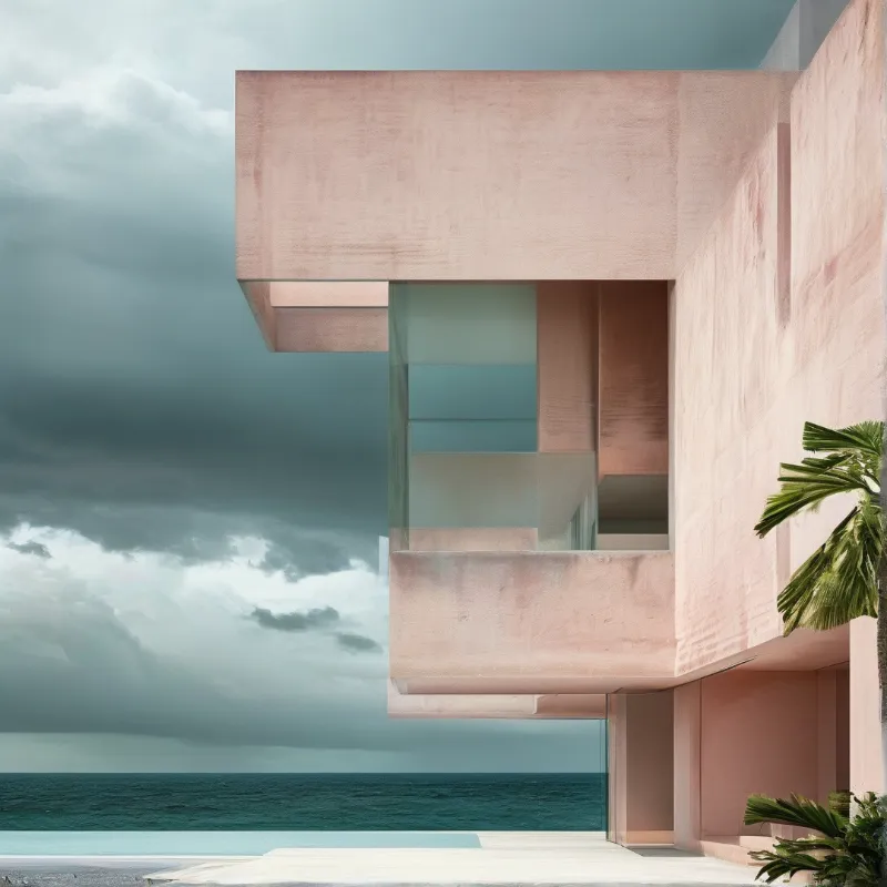 Modern Pink Villa by the Sea