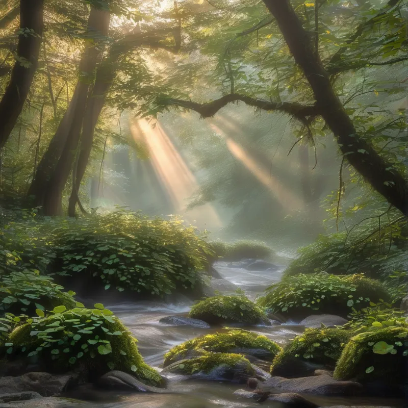 Sunlit Forest Stream