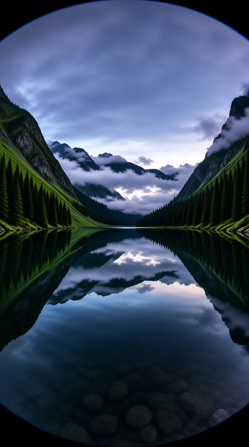 Circular Mountain Lake View