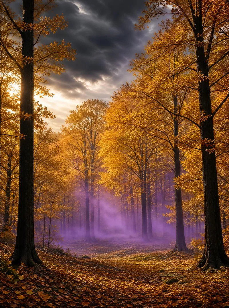Misty Autumn Forest