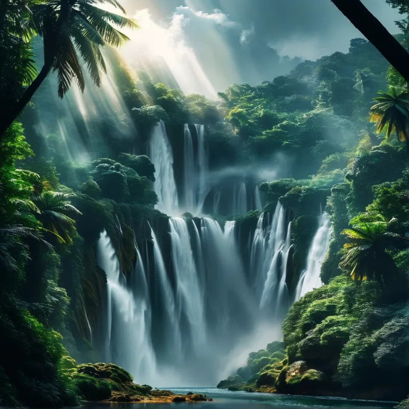 Majestic Tropical Waterfall