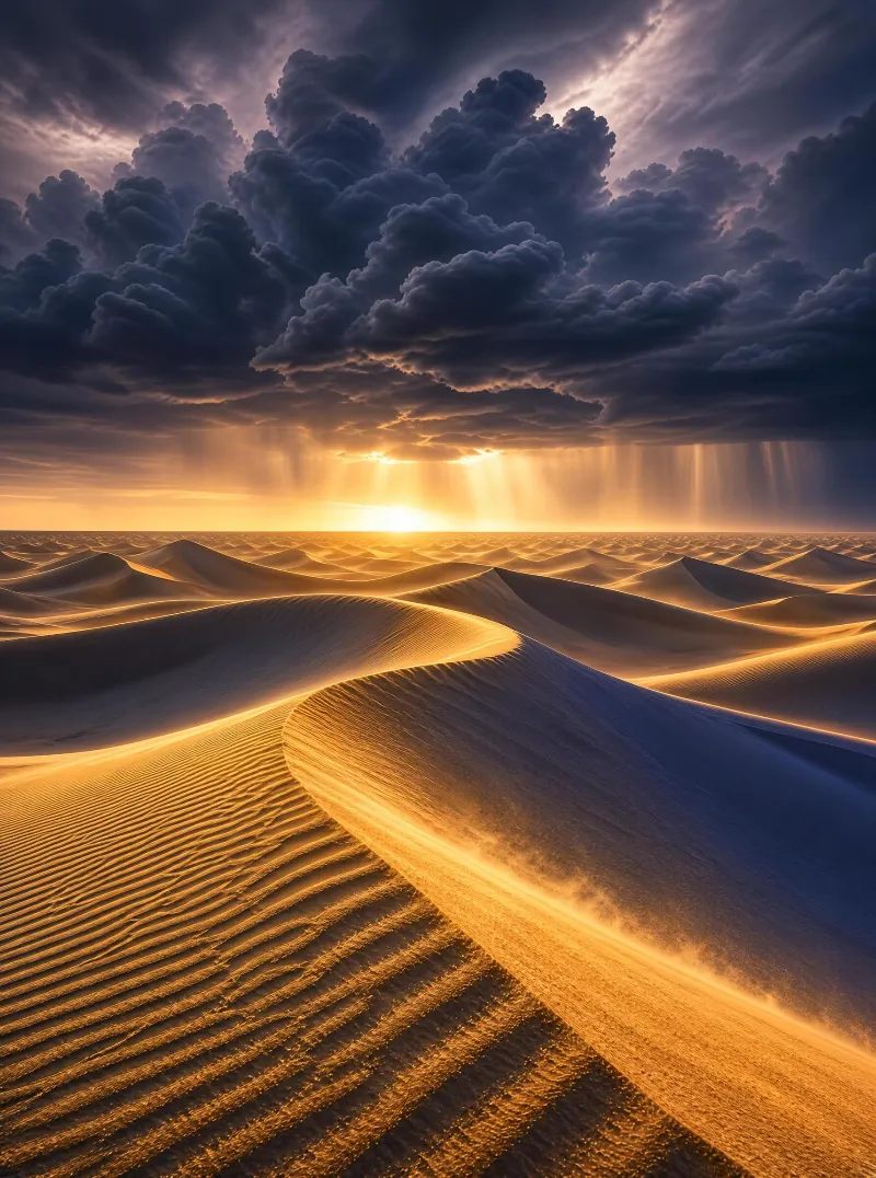 Desert Storm at Sunset